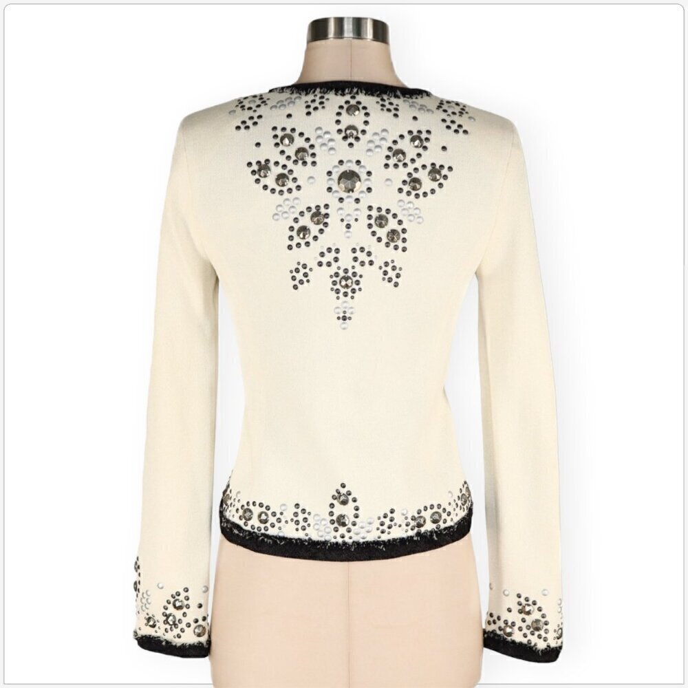 St. John Jacket Couture White Studded Embellished Fringe Blazer $2095 NWT New 2 - Picture 4 of 6